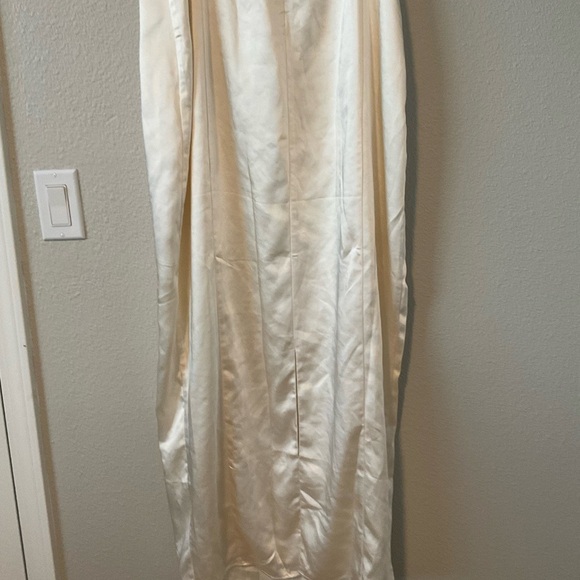 Meshki Chrisley Ivory Cream Satin Maxi Slip Dress XXXL Split Hem - Picture 12 of 16